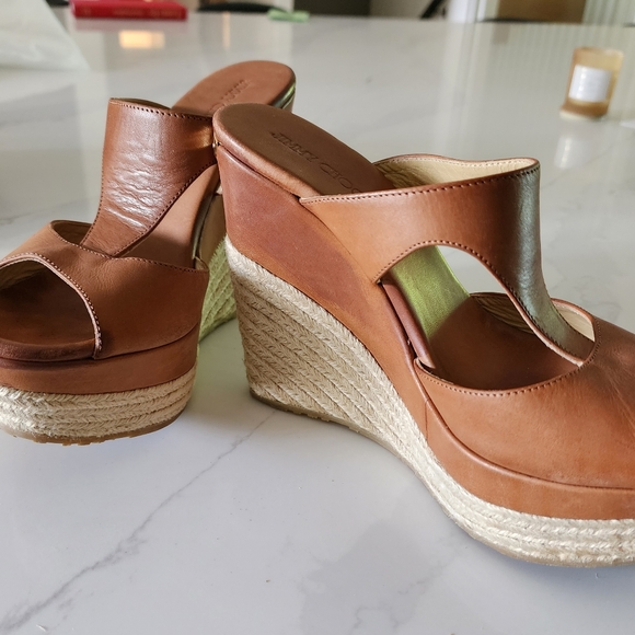 Jimmy Choo Size 38 Leather Wedge Espadrille  Retail $795! Designer Made in Spain - Picture 3 of 7
